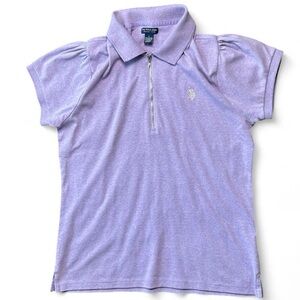U.S. Polo Assn. Women's Lavender Zip Polo Top